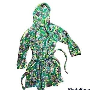 ▶️ Vera Bradley ◀️ Hooded Plush Fleece Robe Emerald Green Paisley